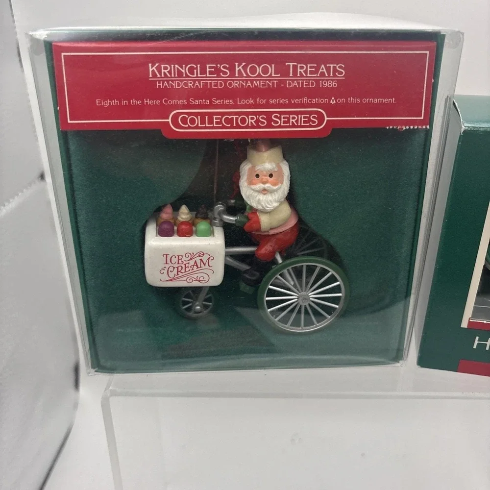 Vtg~Hallmark Ornaments~Lot of 3~Thimble Santa/Kringle's Kool Treats/Hark Herald